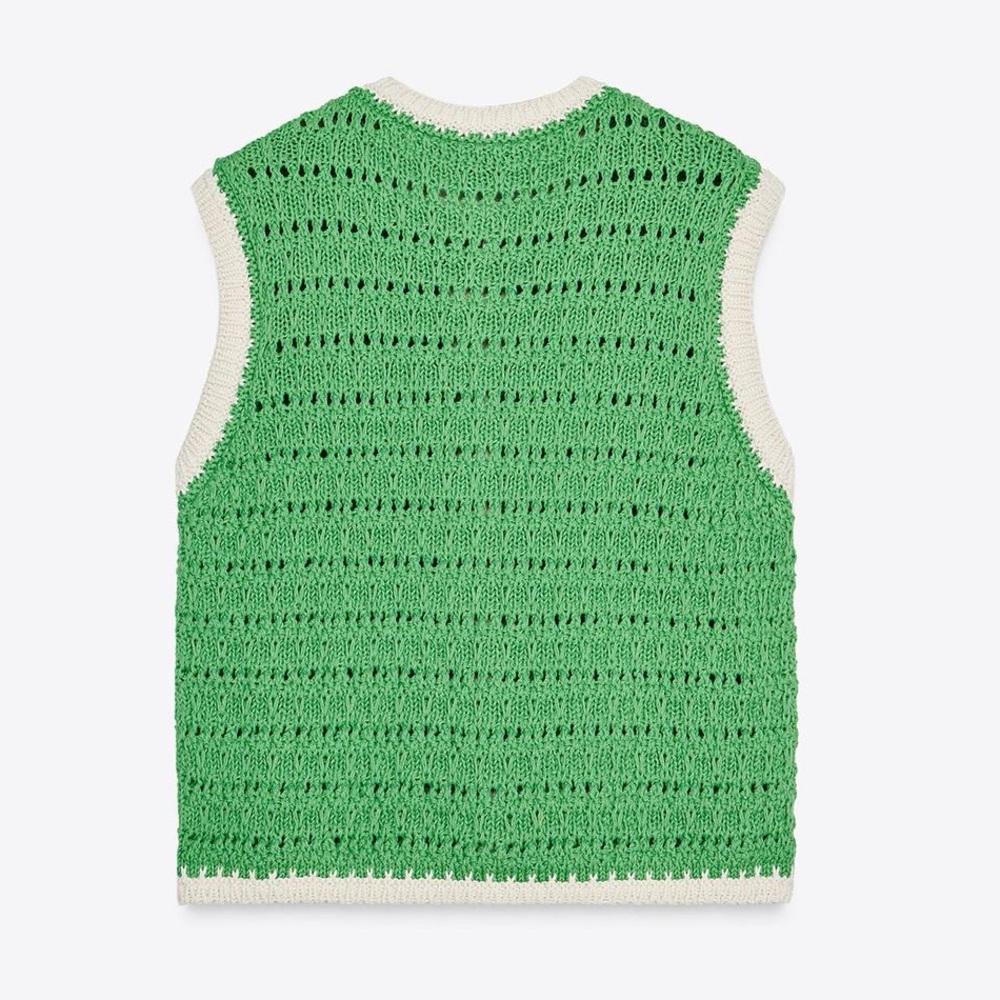 ZARA Large Button Knit Vest Top - Picture 5 of 10